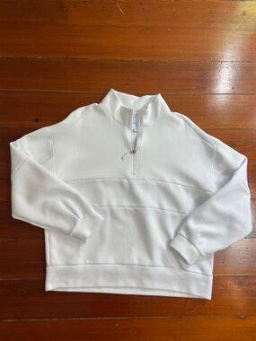 Addison Bay JV Junior Varsity Quarter Zip Cropped Preppy Sweater Sz L 🧡🎀